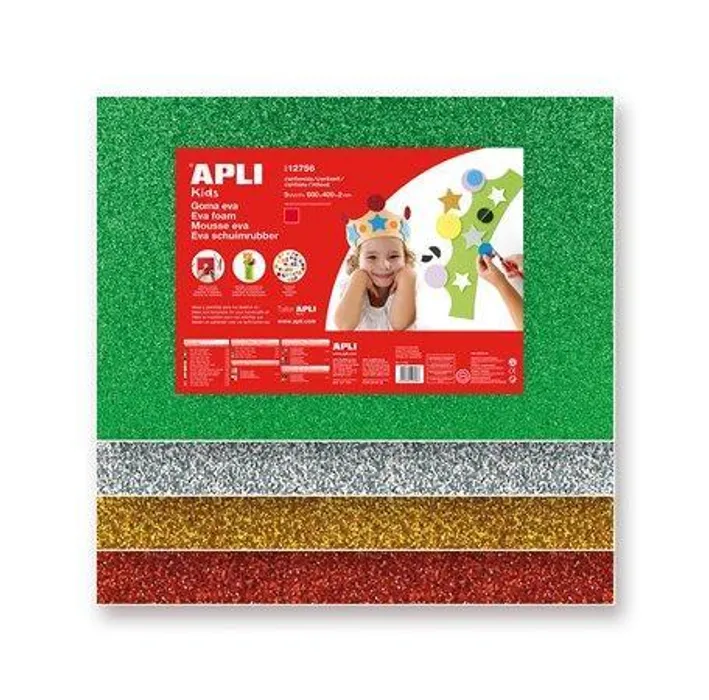 Hlavný obrázok produktu Pěnová guma "Eva sheets", zelená, třpytivá, 400x600 mm, APLI