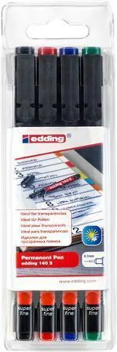 Hlavný obrázok produktu Permanentní popisovač "140 S", 4 barvy, OHP, 0,3mm, EDDING