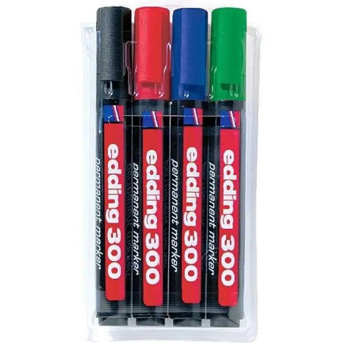 Hlavný obrázok produktu Permanentní popisovač "300", 4 barvy, 1,5-3mm, kuželový hrot, EDDING