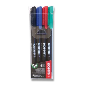 Permanentný popisovač Kores K-Marker sada 4 farieb, tenký hrot M