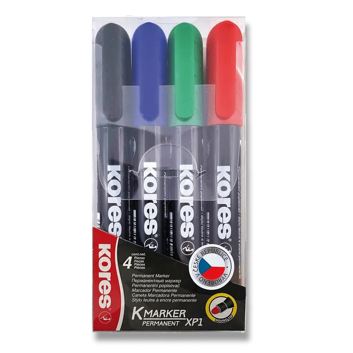 Hlavný obrázok produktu Permanentní popisovač Kores K-Marker sada 4 barev