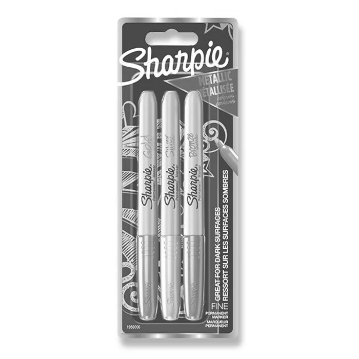 Hlavný obrázok produktu Permanentní popisovač Sharpie Metallic Clip Strip sada 3 ks, 12 blistrů, metalické barvy
