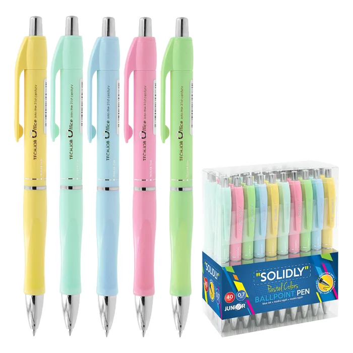 Hlavný obrázok produktu Pero kuličkové SOLIDLY TB 204-A Pastel 0,7 mm/modré, mix