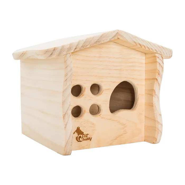 Hlavný obrázok produktu PetBuddy chaloupka přírodní, 20 x 18.5 x 16.5 cm, borové dřevo