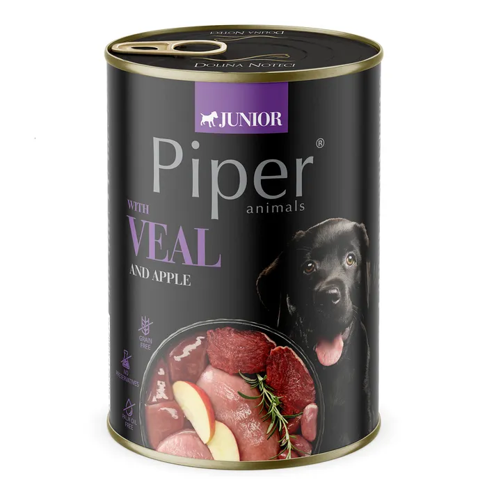Hlavný obrázok produktu PIPER JUNIOR s telecím a jablky, konzerva pro štěňata 400g