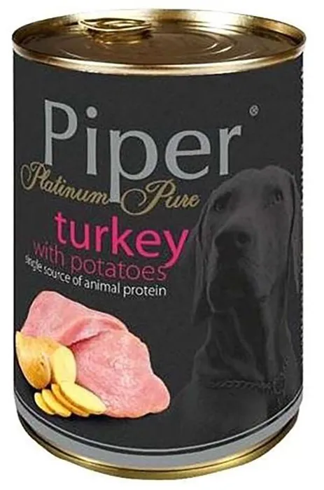 Hlavný obrázok produktu PIPER PLATINUM PURE krůta s bramborami, konzerva pro psy, 400 g