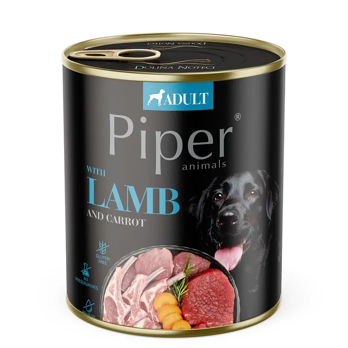 Hlavný obrázok produktu PIPER s jehněčím, mrkví a rýží, konzerva pro psy 800g