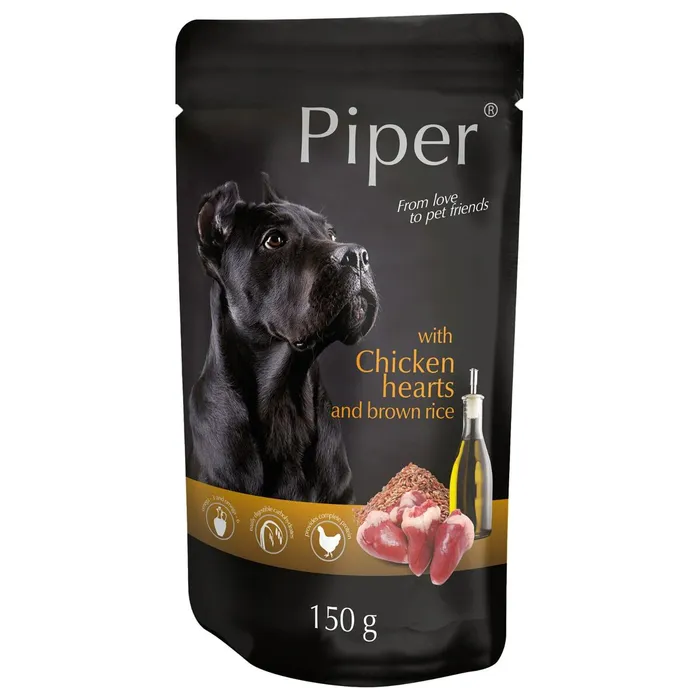 Hlavný obrázok produktu PIPER s kuřecími srdíčky a hnědou rýží, kapsička pro psy 150 g