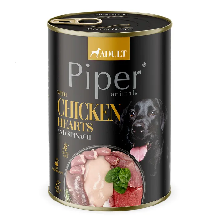Hlavný obrázok produktu PIPER s kuřecími srdíčky a hnědou rýží, konzerva pro psy 400g