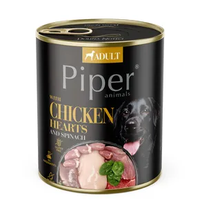 PIPER s kuracími srdiečkami a hnedou ryžou, konzerva pre psov 800g