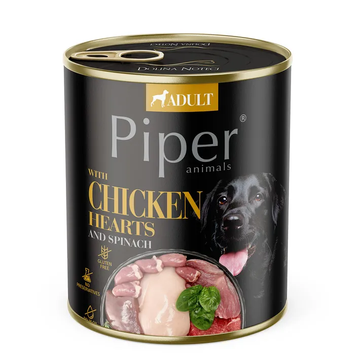 Hlavný obrázok produktu PIPER s kuřecími srdíčky a hnědou rýží, konzerva pro psy 800g