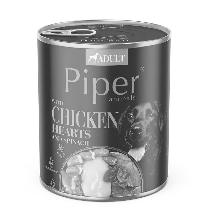 Hlavný obrázok produktu PIPER s kuřecími srdíčky a hnědou rýží, konzerva pro psy 800g