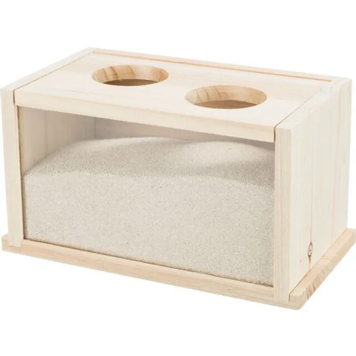 Hlavný obrázok produktu Písková lázeň s průsvitným panelem, pískomil/křeček, 28x15x15 cm, dřevo