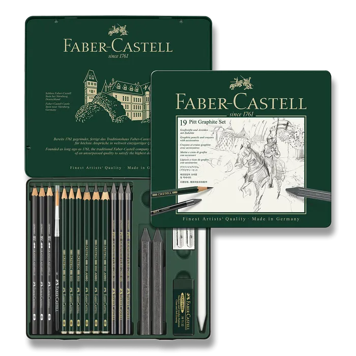 Hlavný obrázok produktu Pitt Monochrome Graphite spec. sada, plech. krabička 19ks Faber Castell 112973