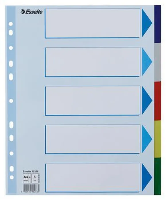 Hlavný obrázok produktu Plastové barevné rozlišovače Esselte, A4 Maxi, Mix barev
