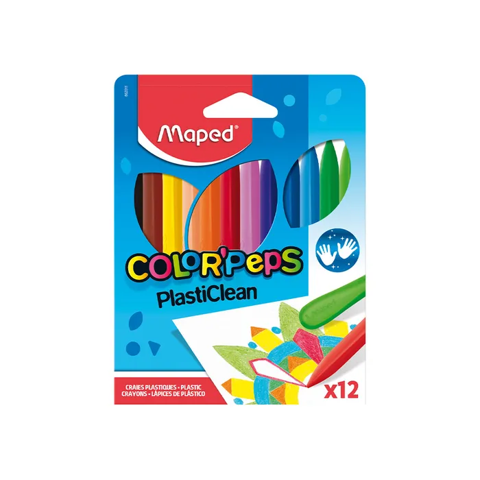 Hlavný obrázok produktu Plastové pastely Maped Color'Peps Plasticlean - 12 barev, trojhranné