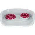 Ďalší obrázok produktu Plastový bar s 2 miskami (0,25 l/9cm a 0,3 l/11cm), 46x11x30 cm, sivá/rôzne