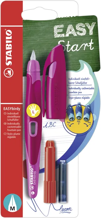 Hlavný obrázok produktu Plnicí pero pro leváky se standardním hrotem M - STABILO EASYbirdy tmavě růžová/růžová
