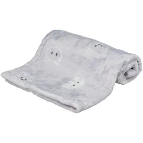 Plyšová deka MIMI, 70 x 50 cm, motív mačacej hlavy, lila - LIMITOVANÁ NABÍDKA