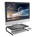 Podstavec pod monitor, priestor pre klávesnicu, čierny, oceľ-plast, 20 kg nosnosť, Powerton, ergo