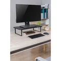 Podstavec pod monitor, priestor pre klávesnicu, rýchla montáž, čierny, oceľ, drevotrieska, 20 kg nosnosť, Powerton, ergo