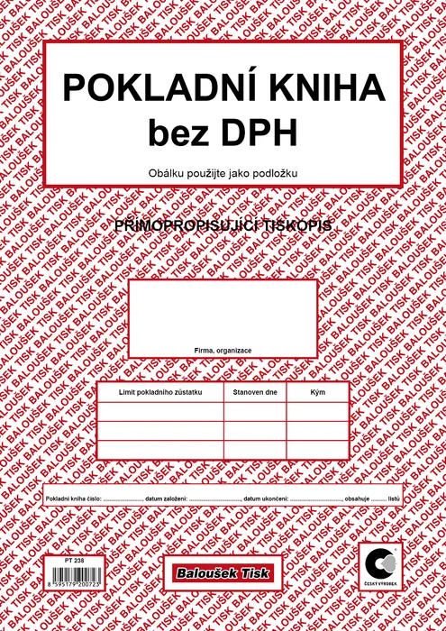 Hlavný obrázok produktu Pokladní kniha bez DPH A4 PT238