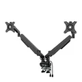 Polohovatelný držiak pre 2 monitory, 2-9 Kg, svorka a priechodka stola, 17-32, USB HUB, 75x75/100x100, čierny