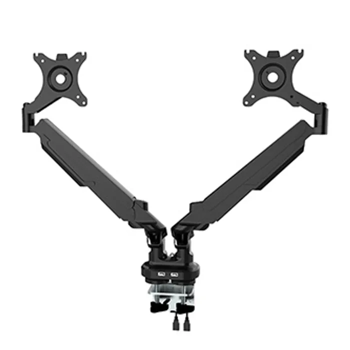 Hlavný obrázok produktu Polohovatelný držák pro 2 monitory, 2-9KG, svorka a průchodka stolu, 17"-32", U