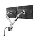 Polohovatelný držiak pre 2 monitory, 2-9 Kg, svorka a priechodka stola, 17-32, USB HUB, 75x75/100x100, čierny