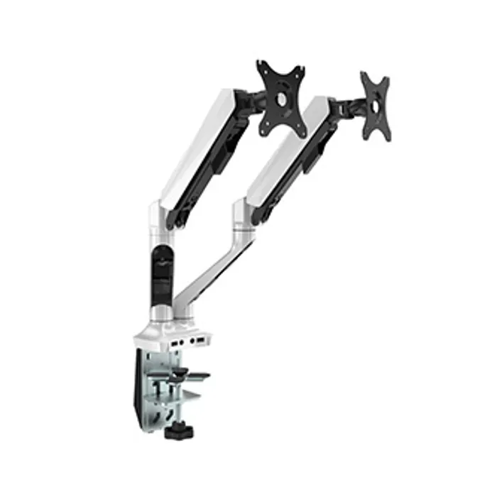 Hlavný obrázok produktu Polohovatelný držák pro 2 monitory, 2-9KG, svorka a průchodka stolu, 17"-30", U