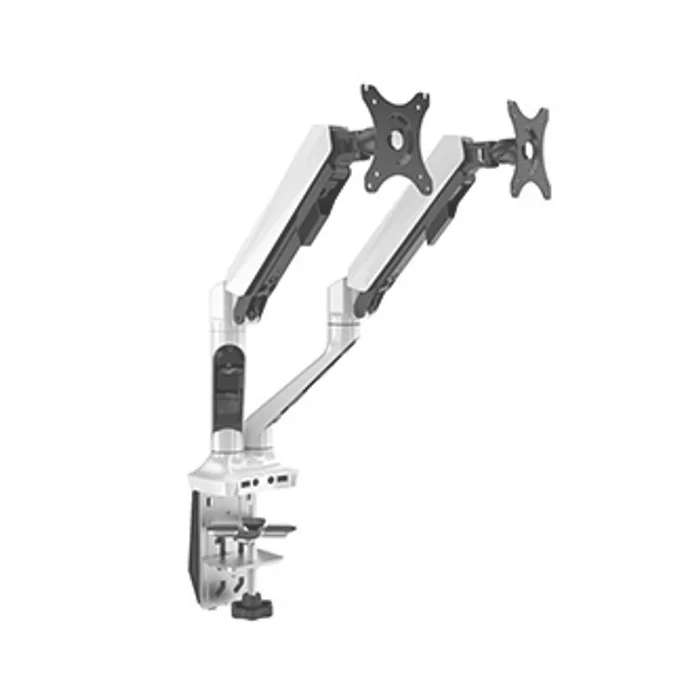 Hlavný obrázok produktu Polohovatelný držák pro 2 monitory, 2-9KG, svorka a průchodka stolu, 17"-30", U