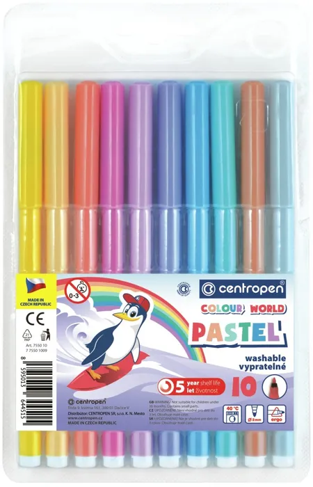 Hlavný obrázok produktu Popisovač CENTROPEN 7550 sada 10 PASTEL barev (fixy)