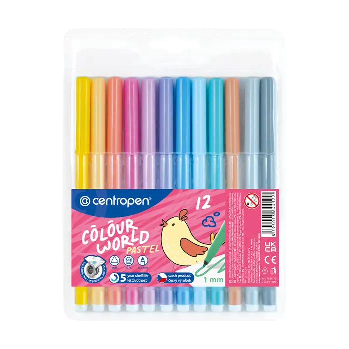 Hlavný obrázok produktu Popisovač CENTROPEN 7550 sada 12 PASTEL barev (fixy)