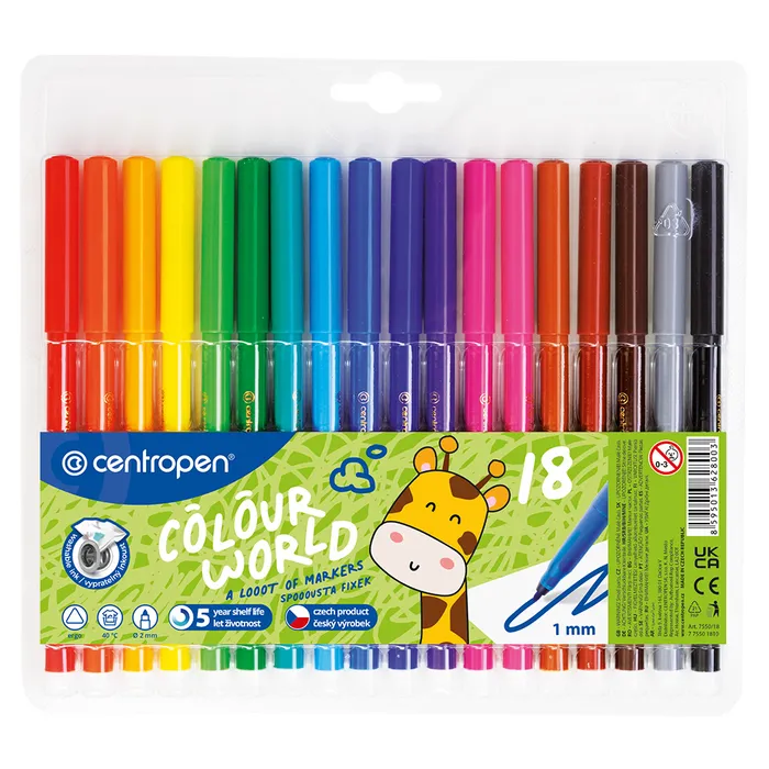 Hlavný obrázok produktu Popisovač CENTROPEN 7550 sada 18 barev (fixy)