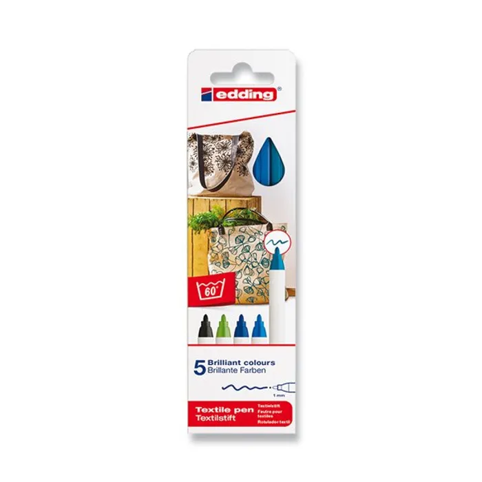 Hlavný obrázok produktu Popisovač Edding na textil 4600 modré odstíny, 5 barev