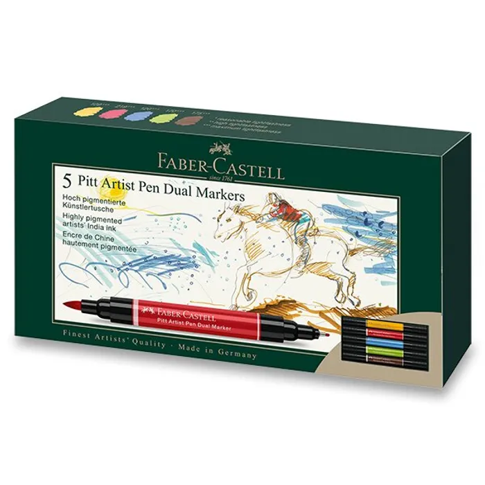 Hlavný obrázok produktu Popisovač Faber-Castell 162005 Pitt Artist Pen Dual Marker sada 5 ks