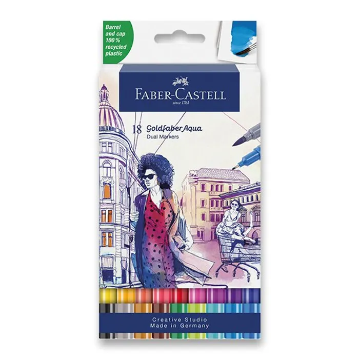 Hlavný obrázok produktu Popisovač Faber-Castell 164618 Goldfaber Aqua Dual Marker sada, 18 barev
