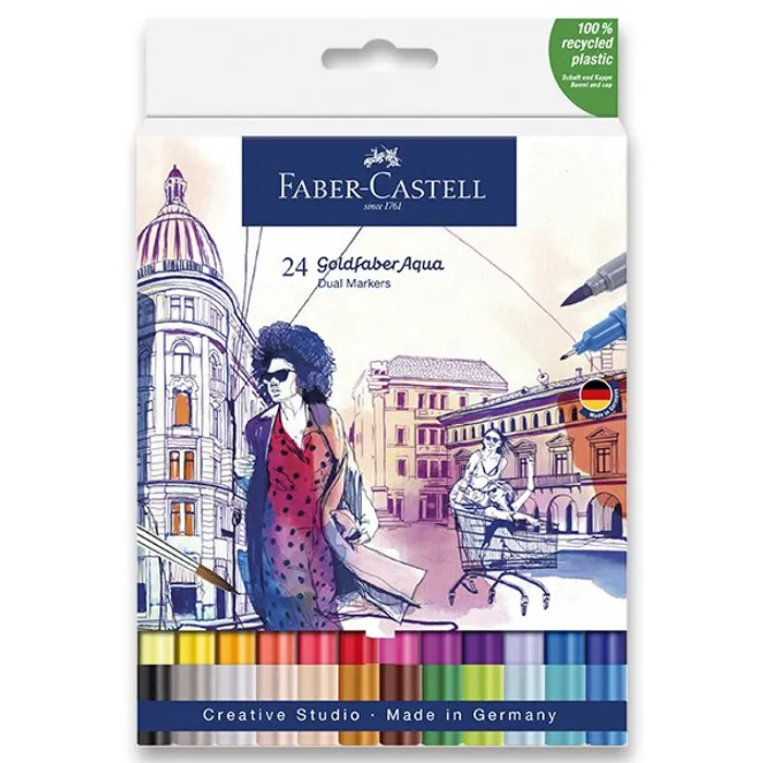 Hlavný obrázok produktu Popisovač Faber Castell 164624 Goldfaber Aqua Dual Marker sada 24 barev
