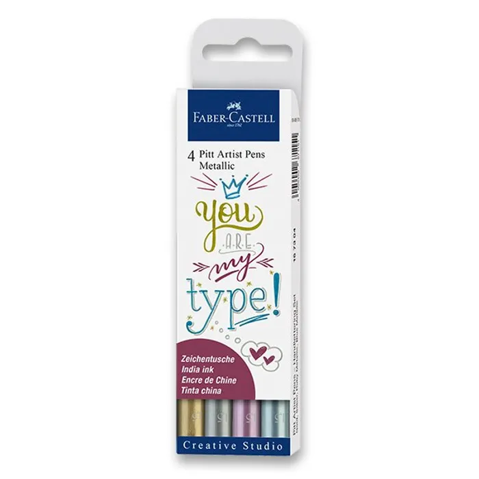 Hlavný obrázok produktu Popisovač Faber-Castell 167304 Pitt Artist Pen 4 barvy, metalické