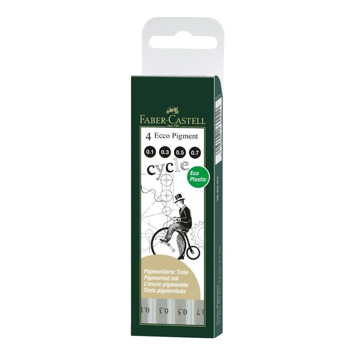Hlavný obrázok produktu Popisovač Faber-Castell Ecco Pigment sada 4 ks, černé, liché hroty
