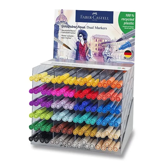 Hlavný obrázok produktu Popisovač Faber-Castell Goldfaber Aqua Dual Marker stojánek, 120 ks