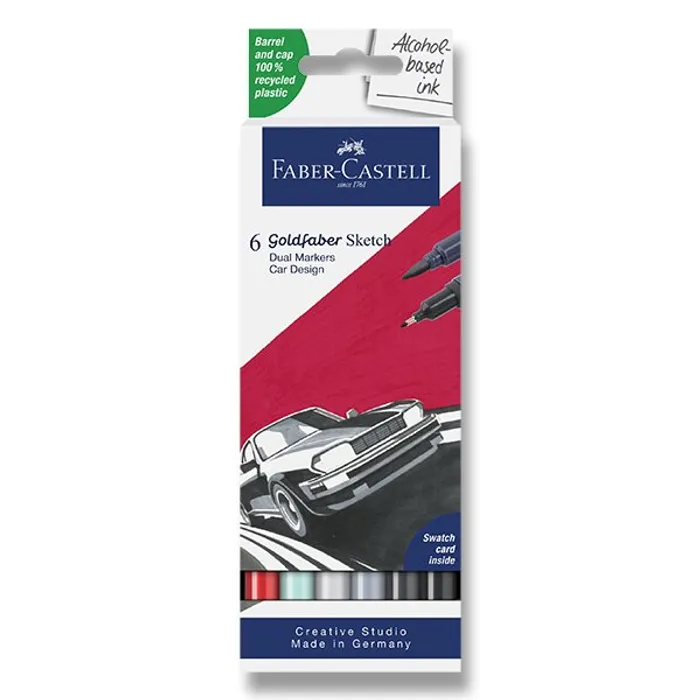 Hlavný obrázok produktu Popisovač Faber-Castell Goldfaber Sketch Dual Marker Car Design sada, 6 barev