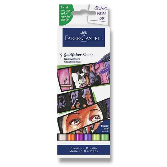 Hlavný obrázok produktu Popisovač Faber-Castell Goldfaber Sketch Dual Marker Graphic Novel sada, 6 barev