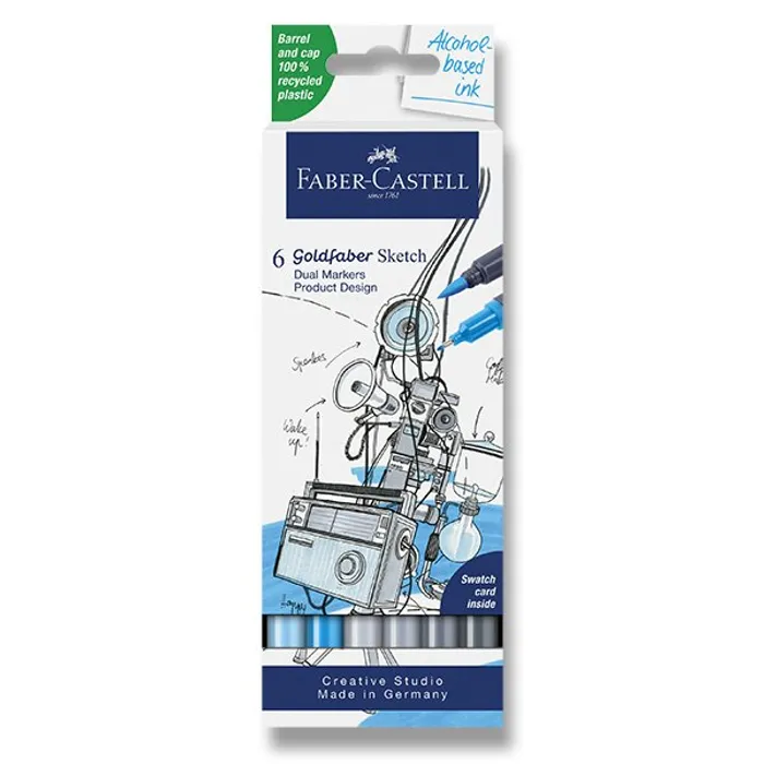 Hlavný obrázok produktu Popisovač Faber-Castell Goldfaber Sketch Dual Marker Product Design sada, 6 barev