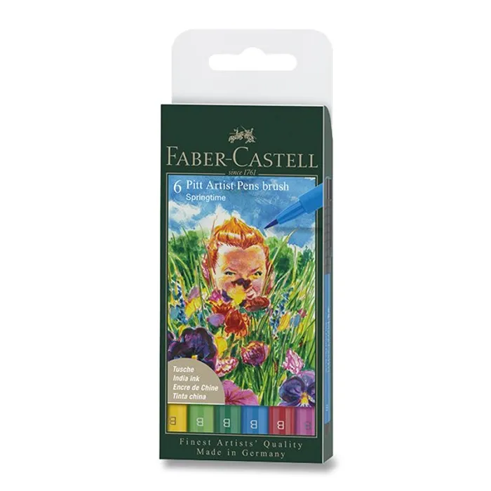 Hlavný obrázok produktu Popisovač Faber-Castell Pitt Artist Pen Brush 6 ks, hrot B, jarní odstíny