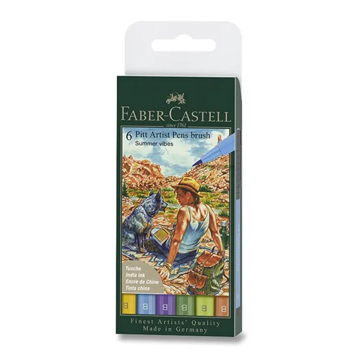 Hlavný obrázok produktu Popisovač Faber-Castell Pitt Artist Pen Brush 6 ks, hrot B, letní odstíny