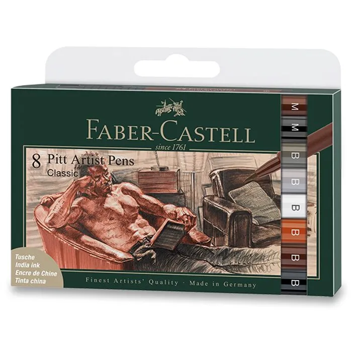 Hlavný obrázok produktu Popisovač Faber-Castell Pitt Artist Pen Brush Classic sada 8 ks, různé hroty