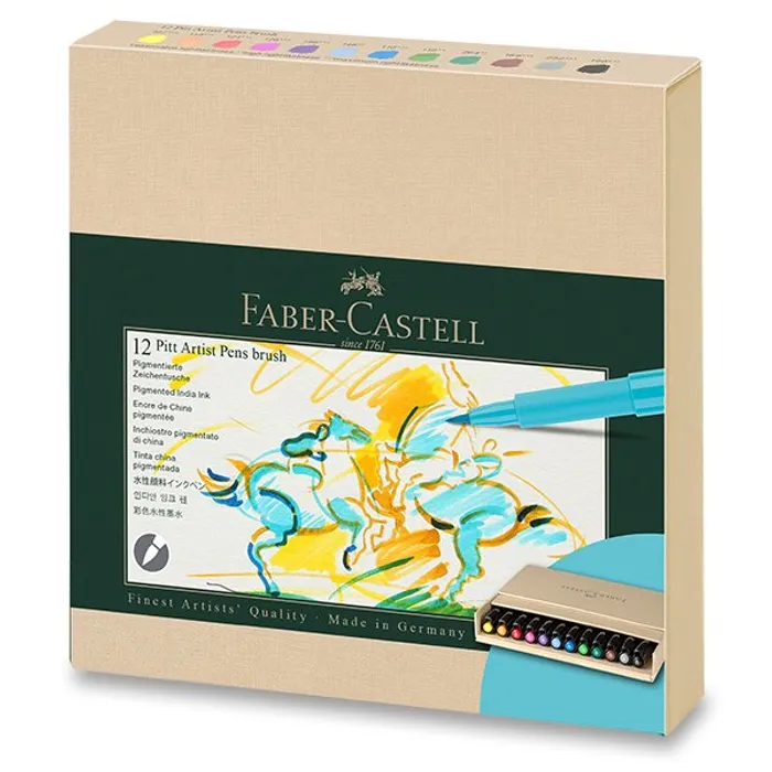 Hlavný obrázok produktu Popisovač Faber-Castell Pitt Artist Pen Brush studio box, 12 ks
