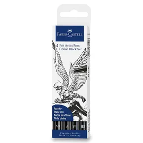 Popisovač Faber-Castell Pitt Artist Pen Comic čierne, 4 ks