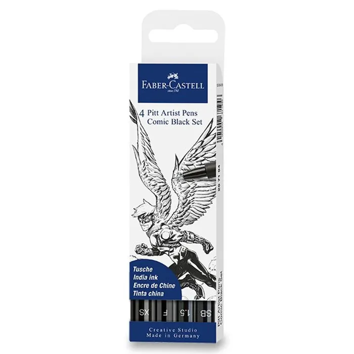 Hlavný obrázok produktu Popisovač Faber-Castell Pitt Artist Pen Comic černé, 4 ks